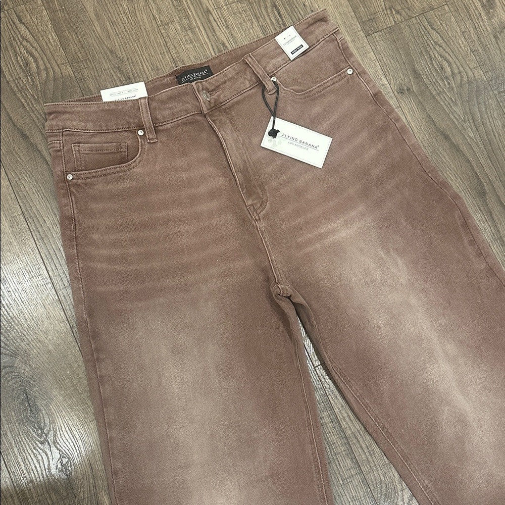 Flying Banana High Rise Wide Leg Jeans 16 M Mauve 98% Cotton 2% Spandex New NWT